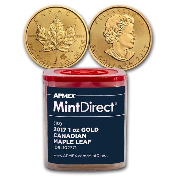 2017 Canada 1 oz Gold Maple Leaf (10-Coin MintDirect® Tube) 2017 Canada 1 oz Gold Maple Leaf (10-Coin MintDirect® Tube)